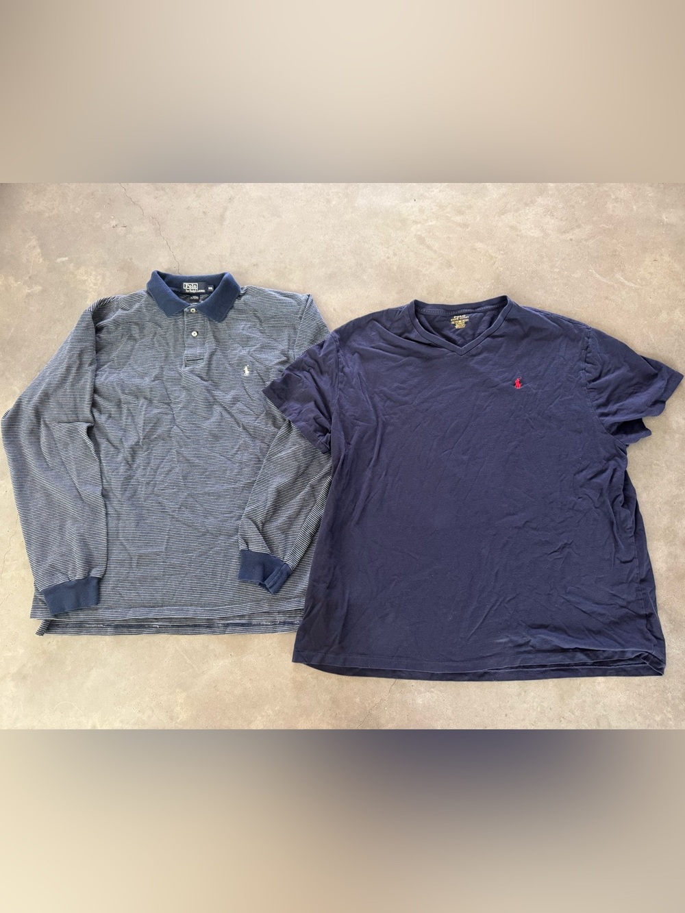 Polo by Ralph Lauren Navy Crew & Striped Polo Duo